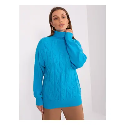 Blue women's sweater with cuffs