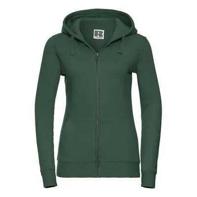 Green women's hoodie with Authentic Russell zipper