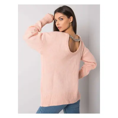 RUE PARIS Light pink lady's sweater with neckline at back