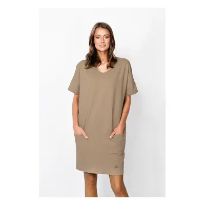 Karina women's tunic with short sleeves - camel