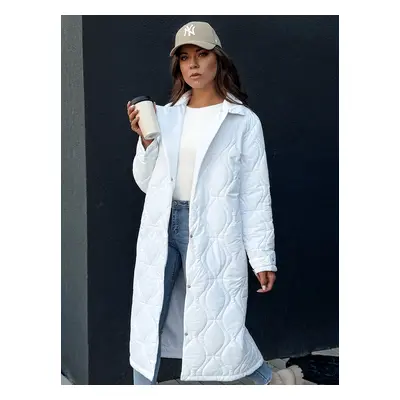 Women's quilted long coat TRENDIFY white Dstreet