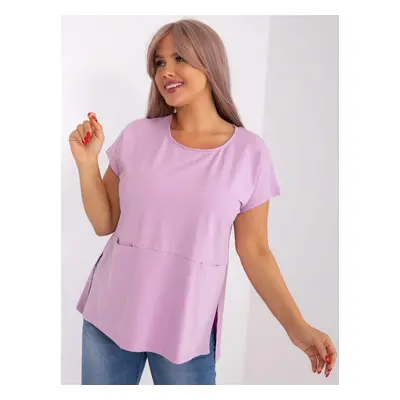 Light purple blouse plus size with pockets