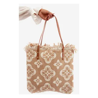 Patterned Large Woven Beach Bag Brown Sadhara