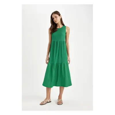 DEFACTO Crew Neck Wrap Sleeveless Midi Dress