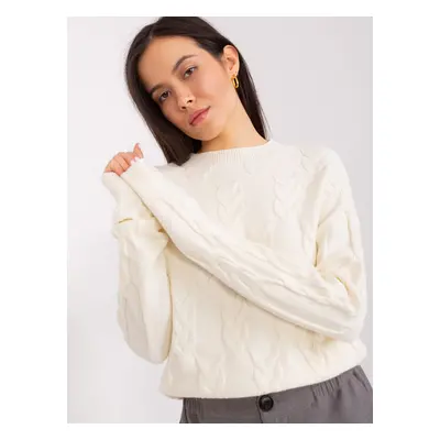 Ecru sweater with cables, loose fit