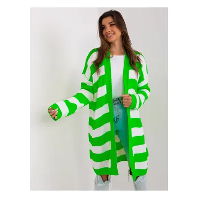 Fluo green and white oversize cardigan