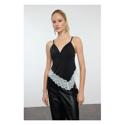 Trendyol Black Lace Detailed Knitted Blouse