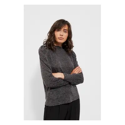 Melang sweatshirt with puff sleeves - graphite