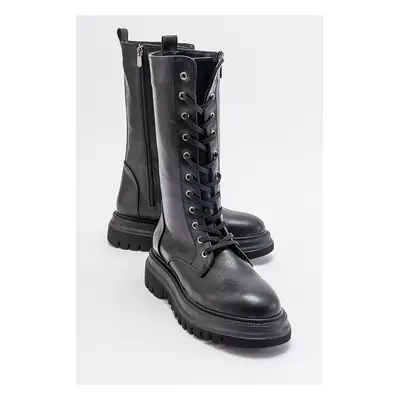 LuviShoes PIOLA Women's Black Laced Zippered Ankle Boots