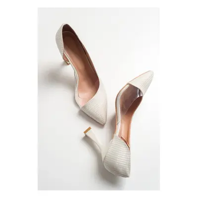 LuviShoes Mother-of-Pearl Silky Heels Women's Shoes