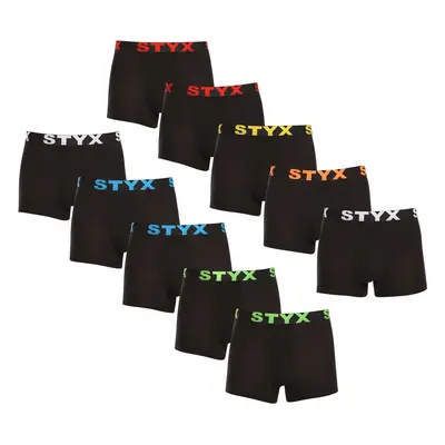 10PACK Men's Styx Boxer Shorts Sports Rubber Black