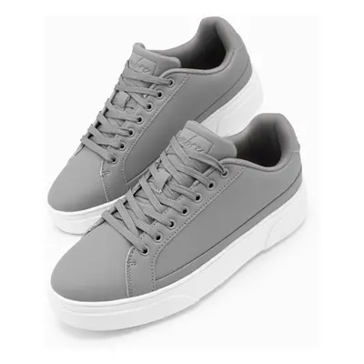 Ombre Men's eco leather sneakers shoes with thick sole - grey