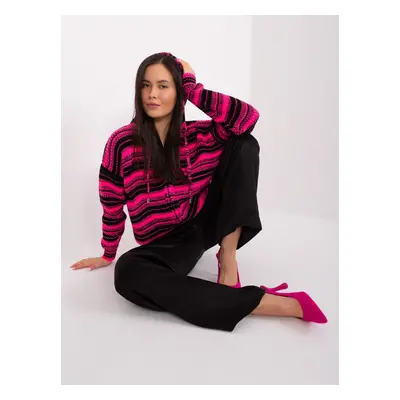 Pink and black cardigan with zipper