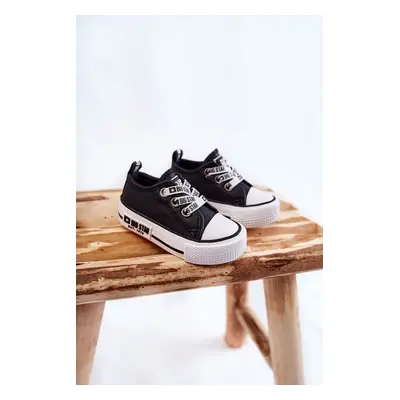 Kids Leather Sneakers BIG STAR KK374041 Black and White