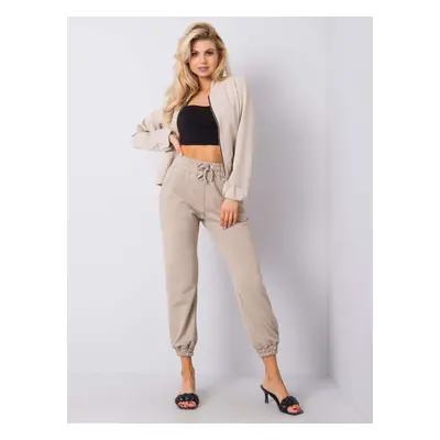 RUE PARIS Women's Beige Jogger Pants