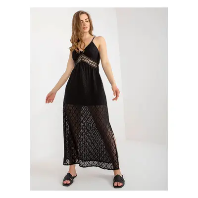 Black openwork dress with slit OCH BELLA