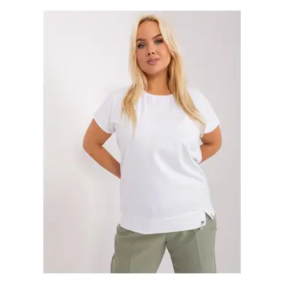 White women's blouse plus size with short sleeves