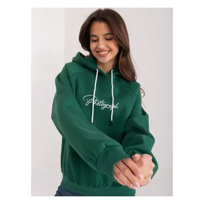 Dark green hoodie with lettering