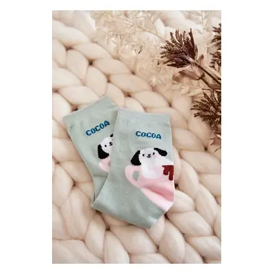 Women's Funny Dog Socks In the Cup Green