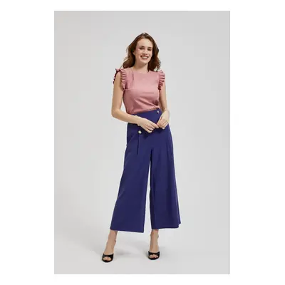 Women's trousers MOODO with decorative buttons - dark blue