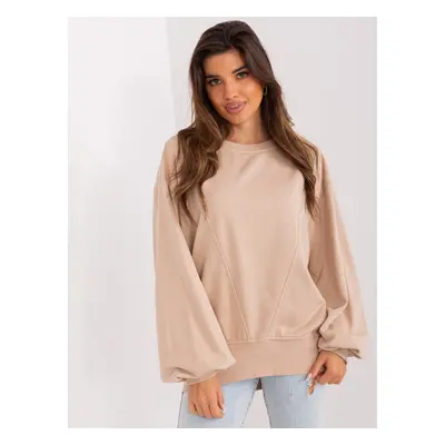 Beige sweatshirt without a hood, oversize cut