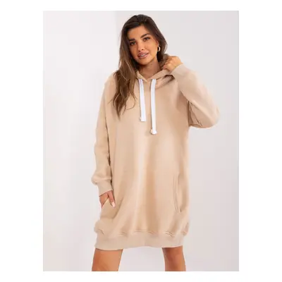 Beige insulated kangaroo hoodie