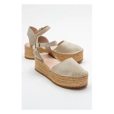 LuviShoes VIBA Beige Suede Genuine Leather Women's Sandals