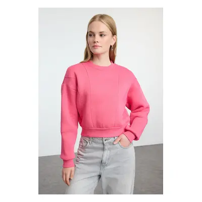 Trendyol Fuchsia Thick Inside Polar Stitching Detailed Regular/Normal Pattern Knitted Sweatshirt