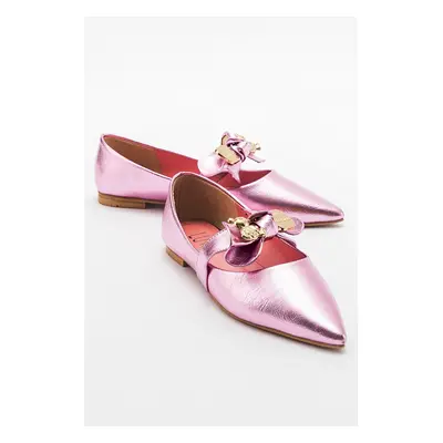 LuviShoes HELSI Pink Bow Women's Ballerinas