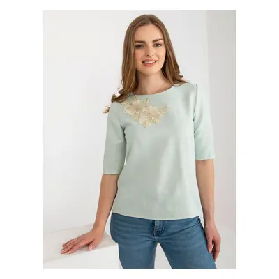 Mint formal blouse with short sleeves