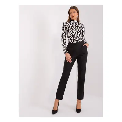 Black women's fabric trousers with elastic waistband