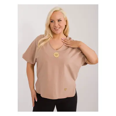 Large asymmetrical blouse Camel