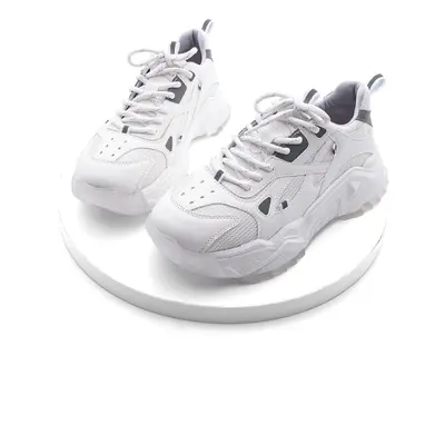 Marjin Women's High-Sole Sneakers Lace-Up Sneakers Virez White.