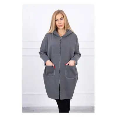 Insulated sweatshirt with longer back made of graphite