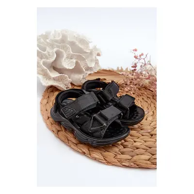 Children's sandals with velcro fastening, Black Orretta