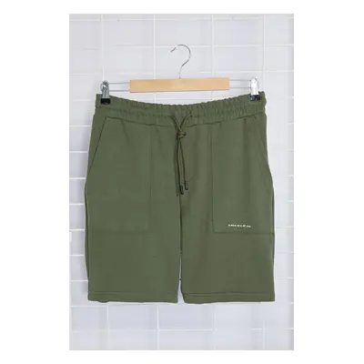 Trendyol Men's Comfortable Knitted Khaki Regular Normal Cut Text Printed Shorts & Bermudas