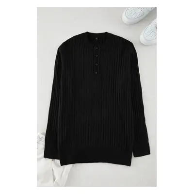 Trendyol Black Slim Crew Neck Textured Knitwear Sweater