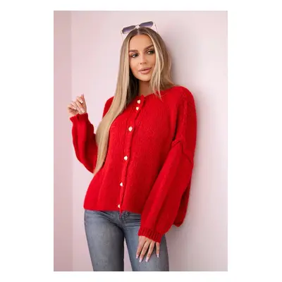 Wool sweater with decorative buttons red