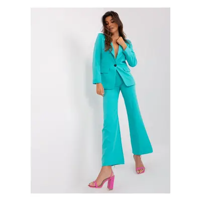 Turquoise elegant blazer with button closure