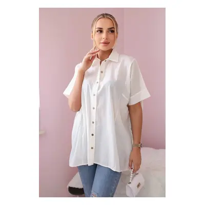 Cotton ecru shirt with short sleeves