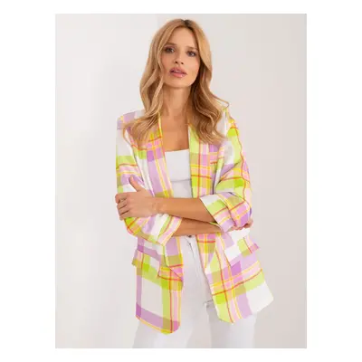 Lime and ecru women's printed blazer