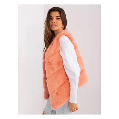 Asymmetrical fur vest peach