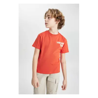 DEFACTO Boys' Crew Neck Printed Short Sleeve T-Shirt