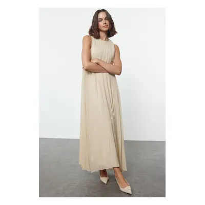 Trendyol Beige Pleated Woven Underwear Dress