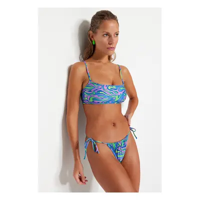 Trendyol Absztrakt mintás Bustier Connected normál lábú bikini szett