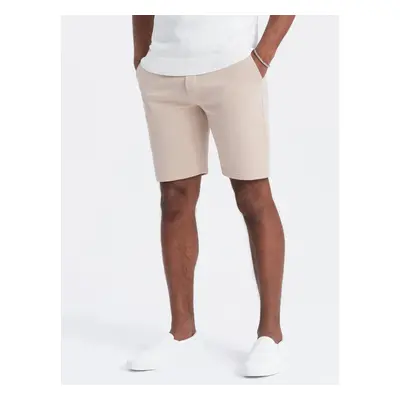 Ombre Men's structured knit shorts with chino pockets - beige