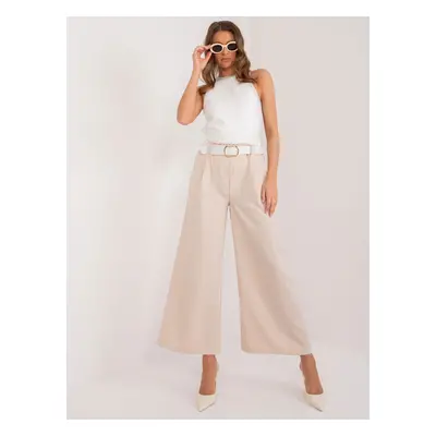 Light beige wide trousers with pockets