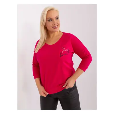 Fuchsia blouse in a larger size for everyday wear with rhinestones