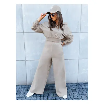 Women's set of wide trousers and sweatshirt MINALIA beige Dstreet