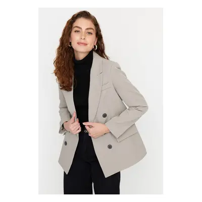 Trendyol Cream Beige Oversize Woven Blazer Jacket